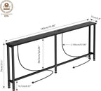 70" Narrow Console Sofa Table - 2 Power Outlets & 4 USB Ports, Metal Frame, Black, Perfect for Hallway, Office, and Behind Sofa - Easy Assembly, 4.9' Extension Cord Included