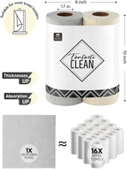 Fantasticlean Tear-Away Dish Cloth - 40 Sheets - 10'' by 10'', Reusable Washable Kitchen Towel Rolls, Super Absorbent and Thick Microfiber Cleaning Cloths (2 Rolls of Beige,Grayish)