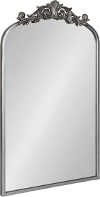 Kate and Laurel Arendahl Traditional Ornate Wall Mirror, 19 x 31, Antique Silver, Decorative Mirror with Baroque Inspired Detailing