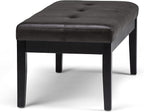 SIMPLIHOME Lacey 41 inch Wide Contemporary Rectangle Tufted Ottoman Bench in Distressed Black Vegan Faux Leather, Assembled, For the Living Room and Bedroom