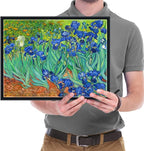 Wieco Art Framed Wall Art Canvas Prints Irises By Van Gogh Famous Flowers Oil Paintings Reproduction Modern Giclee Canvas Prints Artwork Pictures on Canvas Wall Art for Wall Decor Black Frame