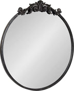 Kate and Laurel Arendahl Ornate Glam Round Mirror, 24 Inch Diameter, Black, Dramatic Baroque Style Wall Mirror for Vintage Antique Inspired Home Decor Aesthetic