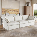 JACH Modern Modular Cloud Sectional Couch, 3 Seat Comfy Convertible Sectional Sofas Couches, Cushion Covers Removable, Two Corners and One Middle Sofa for Living Room (White)