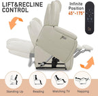 EONIX Triple Motor Lay Flat Power Lift Recliner Chair for Elderly with Adjustable Headrest, 400lbs Electirc Lift Chair for Living Room, Lumbar Pillow, Extended Footrest, Cream White