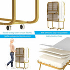 Mjkone Folding Bed with 4-Inch Mattress, 75x31 Inch Portable Rollaway Bed for Adults, Space Saving Design & Locking Wheels