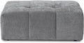 JACH Modern Ottoman Seat for Living Room, Linen Fabric Ottomans, Minimalist Foot Stool, Comfy Breathable Footstool for Living Room Apartment (Grey)