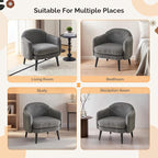 VINGLI 30.3" Wide Modern Barrel Accent Armchairs Set of 2 with Track Armrest, Solid Wooden Legs, Comfy Upholstered Club Chairs, Single Home Sofa for Living Room, Bedroom, Reading Room, Corduroy Grey