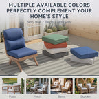 8-Piece Outdoor Patio Cushion Set - Fade & Water Resistant with Removable Olefin Cover, 22x24x4 Inch Memory Foam Cushions for Wicker Sectional Sofa – Blue/Crescent