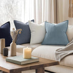 ZWJD Dusty Blue Pillow Covers 20x20 Set of 2 Chenille Throw Pillow Covers with Elegant Design Soft and Luxurious Decorative Throw Pillows for Couch, Bed, and Home Decor