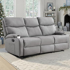 3-Seater Manual Seater Reclining Anti-Scratch 3 Seat Reclining Sofa with Side Pocket and Cupholders Reclining Loveseat Sofa for Living Room Meeting Room Bedroom Office Apartment