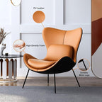 homary PU Leather Modern Wingback Accent Chair for Living Room Patio High-Density Foam Durable Metal Legs