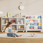 ONBRILL 4-Tier Kids Bookshelf, Montessori Shelf for Kids Rooms, Toddler Book Rack Organizer and Storage, Wooden Baby Bookshelf for Classrooms Nursery Playrooms