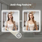 WTTY 32"X36" LED Bathroom Mirror with Black Frame, Bathroom Vanity Mirror with Lights for Wall, Front Light and Backlit, Anti-Fog, Dimmable, 3 Colors, Shatterproof, Memory, Horizontal/Vertical