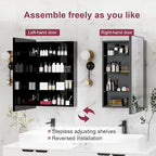 Black Medicine Cabinet Mirror, 17x30 Inch Bathroom Mirror with Storage and Adjustable Shelves, Recessed or Surface Wall Mount Medicine Cabinets for Bathroom,Tempered Glass