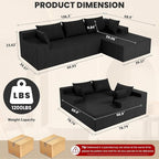 LEVELEVE 107" Cloud Sectional Couch with Deep Seat，Modern Modular Sofa with L-Shape Chaise，No Assembly Required, Upholstered Couches for Living Room Bedroom(Black,Right Facing Chaise)