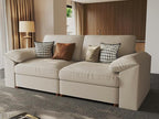 EASE MOOSE Loveseat Sofa for Living Room,Oversized Deep Seat Modular Sectional,Modern Comfy 2 Seater Sofas,Scratch Resistant Faux Leather Couch for Small Spaces, Beige