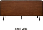 NTC MOSSIC Modern Sideboard with 4 Doors, Natural Rattan Storage Cabinet, Buffet with Metal Legs, Boho Accent Cabinet for Living Room, and Entryway, Effortless Assembly - Dark Walnut