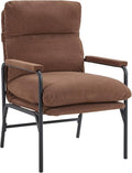 FLEXISPOT Accent Chair for Living Room,Arm Chair for Bedroom,with Padded Arms, Thicken Comfortable Cushion,Metal Frame,Reading Bedroom Chair Armchair for Home/Office/Cafe/Apartment/Waiting Room,Brown