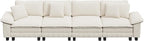 157.5" Cloud Modular Sectional Sofa, 4-Seater w/Deep Seat & Removable Arms, Plush Corduroy for Living Room - Beige