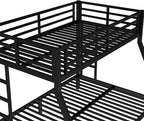 Bellemave Twin Over Full Bunk Bed for Teens, Twin Over Full Bunk Bed Frame with 2 Side Ladder and Full Length Guardrail, Easy Assemble Bunkbeds, Noise Reduced, Mattress Not Included, Black