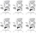 ZZH Ergonomic Office Chair Set of 6 with Adjustable Lumbar Support, Mesh Home Office Desk Chair with Wheels and Flip-up Arms, Grey