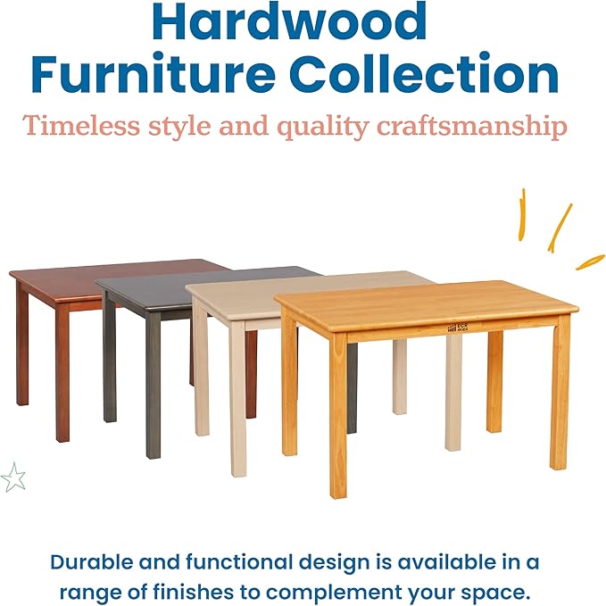 ECR4Kids 24in x 36in Rectangular Hardwood Table with 22in Legs, Kids Furniture, Antique White