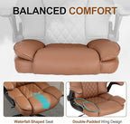 Office Desk Chair,Mid Back Executive Leather Chair,Ergonomic Home Computer Chair,Modern Conference Room Chairs with Adjustable Flip-Up Arms and Rocking Function (Brown)