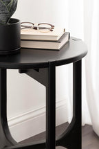 Kate and Laurel Kroscove Modern Geometric Mango Wood Round Side Table, 18 x 18 x 24, Black, Transitional Wood End Table for Use as Bedroom Nightstand or Living Room Decor Piece