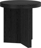 Henn&Hart 22" Fluted Scandinavian Round End Table, Ribbed Side Table, Nightstand for Living Room, Office, Family Room, or Bedroom, Black Grain