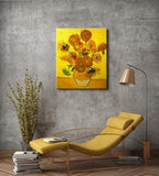 Wieco Art Large Modern Abstract Flowers Giclee Canvas Prints Artwork Vase with Fifteen Sunflowers by Van Gogh Oil Paintings Reproduction Pictures on Canvas Wall Art