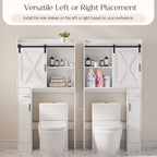 MU Over The Toilet Storage Cabinet with Doors, 32" Bathroom Storage Organizer with Side Shelves, Space-Saving Toilet Storage Rack for Bathroom, Laundry (Sliding Barn Door)