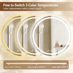 Round LED Bathroom Mirror with Lights, Backlit & Front Lighted, Wall-Mounted Vanity Mirror 3000K/4000K/6000K, Memory Functions, Anti-Fog, Dimmable Smart Mirror (Round 28" x 28")