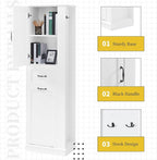 Tall Storage Cabinet, Multi-Use Bathroom Floor Freestanding Storage Cabinet with One Drawer, Adjustable Shelf, and One Tilt-Out Compartment for Bathroom, Office, Living Room, White