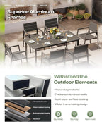 Aluminum Patio Dining Sets 5-Piece Outdoor Dining Sets with Umbrella Hole Wood-Like Table and Chairs, Outdoor Furniture Sets All Weather for Garden, Backyard, Lawn, and Poolside, Charcoal