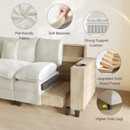Cloud Couch, Modular Sectional Sofa with Ottoman, Charging Station, Throw Pillows, Cup Holders, Modern Convertible L Shaped Couches for Living Room, Bedroom (White, 152"- L Shape)