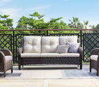 HUMMUH 6 Piece Patio Furniture Set PE Wicker Rattan 3-Seat Outdoor Sectional Sofa with Love Seats,Patio Swivel Chairs,Ottomans Conversation Sets for Garden, Poolside, Backyard