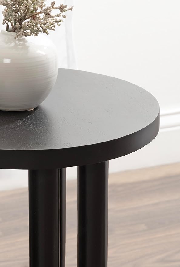 Kate and Laurel Kenzo Modern Wooden Round Side Table; 14 x 14 x 20; Black; Transitional Wood End Table for Use as Bedroom Nightstand or Living Room Accent Table