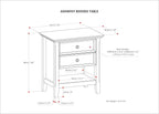 SIMPLIHOME Amherst Bedside Table - 24 inch Wide Solid Wood Nightstand Table in White, Transitional Bedroom Side or End Table with 2 Drawers, Open Storage Shelf and Bronze Hardware