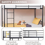 Karl home Black Bunk Bed Twin Over Twin, Metal Bunk Bed with Built-in Ladder and Safety Guardrail, Space-Saving Twin Bunk Beds for Kids, Teens & Adults, No Box Spring