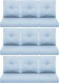 9-Piece Outdoor Patio Cushion Set - Fade & Water Resistant with Removable Olefin Cover, 22x24x4 Inch Memory Foam Cushions for Wicker Sectional Sofa – Baby Blue/Buckle