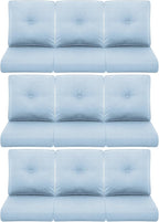 9-Piece Outdoor Patio Cushion Set - Fade & Water Resistant with Removable Olefin Cover, 22x24x4 Inch Memory Foam Cushions for Wicker Sectional Sofa – Baby Blue/Buckle