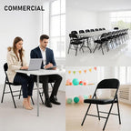 SEALAMB 16 Pack Black Folding Chairs with Padded Seats & Cushion, Durable Metal Foldable Chairs for Wedding Party, Commercial Chairs for Office School Church Events, 330lb Capacity (Black-PU, 16 Pack)