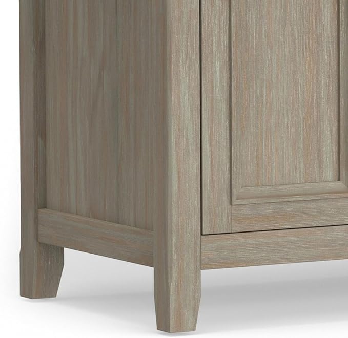 SIMPLIHOME Amherst 54-inch Wide Solid Wood TV Stand in Antique White, Transitional-Style Media Console for Living Room with Adjustable Shelves and Cable Management