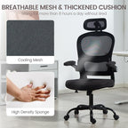 Yilaywain Ergonomic Office Chair, Home Office Desk Chair with Adjustable Headrest, High Back Computer Chair with Armrests and Lumbar Support for Home Office Study Room, Black & Gray (Black)