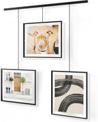 Umbra Exhibit Wall Frame with Metal Rod for Hanging-Rimless Design-Suitable for Living Room, Bathroom, Bedroom, Entryway and More, Black