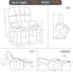 MCombo Oversized Dual Motor Power Lift Recliner Chair Sofa with Massage and Heat for Big Elderly People, Infinite Position, USB Ports, Fabric R7688 (Beige, Large-Oversize)