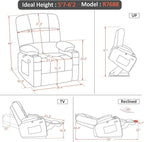 MCombo Oversized Dual Motor Power Lift Recliner Chair Sofa with Massage and Heat for Big Elderly People, Infinite Position, USB Ports, Fabric R7688 (Grey, Large-Oversize)