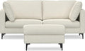 SIMPLIHOME Ava Sofa and Ottoman in 100% Recycled Polyester Performance Fabric, Cream, 76-inch-Wide 2-Seater Loveseat and Matching 36-inch-Wide Table Ottoman for Living Room, 2-Piece Set