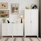 Bathroom Storage Cabinet Freestanding, 61" Tall Metal Cabinets with Doors and Shelves, White Metal Pantry Cabinet for Kitchen, Living Room, Home Office