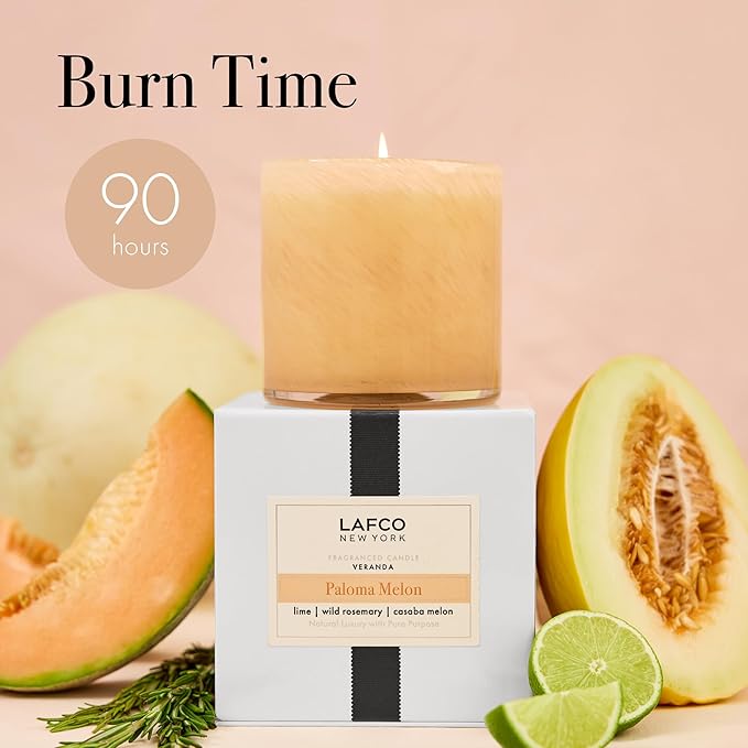 LAFCO New York Signature Candle, Paloma Melon - 15.5 oz - 90-Hour Burn Time - Reusable, Hand Blown Glass Vessel - Made in The USA